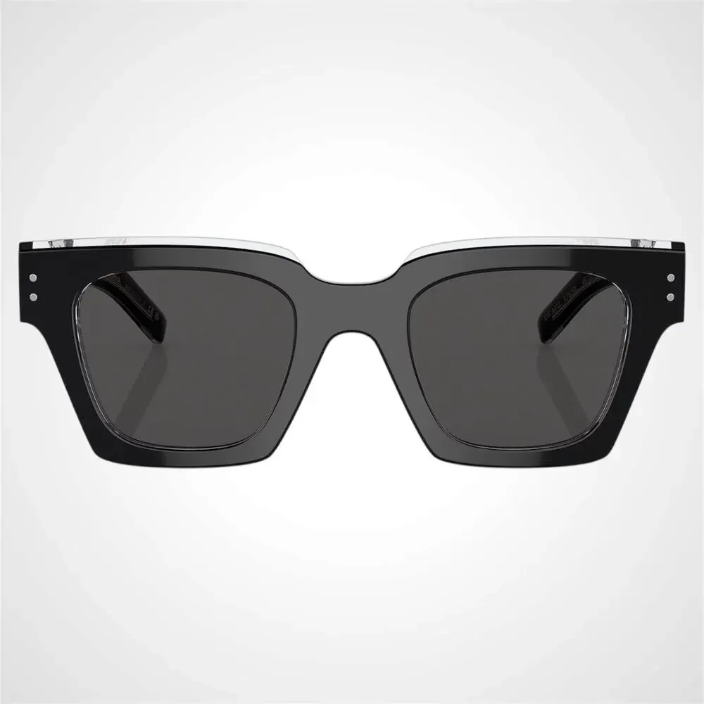 New Dolce & Gabbana Sunglasses Black Crystal Acetate Square Gray Lens